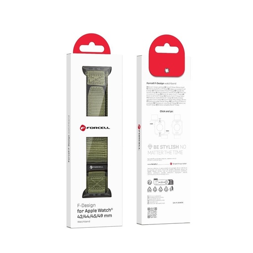 Forcell F-Design FA05 nylon mit Klettverschluss Riemen Apple Watch 42 / 44 / 45 / 49 mm (Grün)
