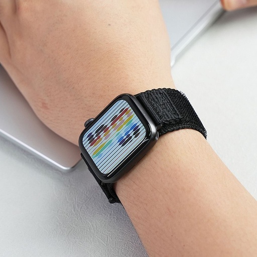 Forcell F-Design FA05 nylon mit Klettverschluss Riemen Apple Watch 42 / 44 / 45 / 49 mm (Schwarz)
