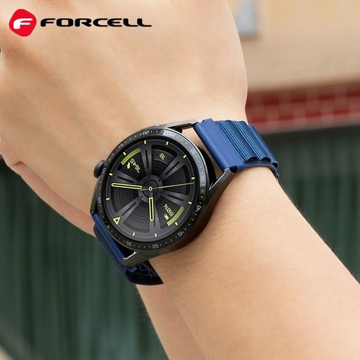 Forcell F-Design FS05 Polyester faserig Riemen Samsung Galaxy Watch 22 mm (Marineblau)