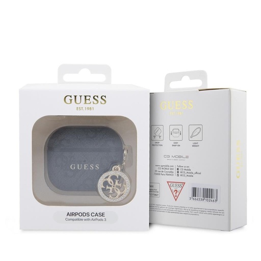 Guess 4G Script PC/PU Charm Hülle AirPods 3 (Schwarz)