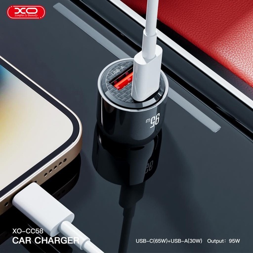 XO CC58 Intelligent transparent Auto- Schnellladegerät (Dunkelgrau) - 95W