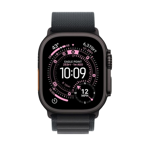 Apple Watch Ultra 3 Smartwatch 49mm (Schwarz Titan Hülle, schwarz M-es alpesi Band) (MF0V4)