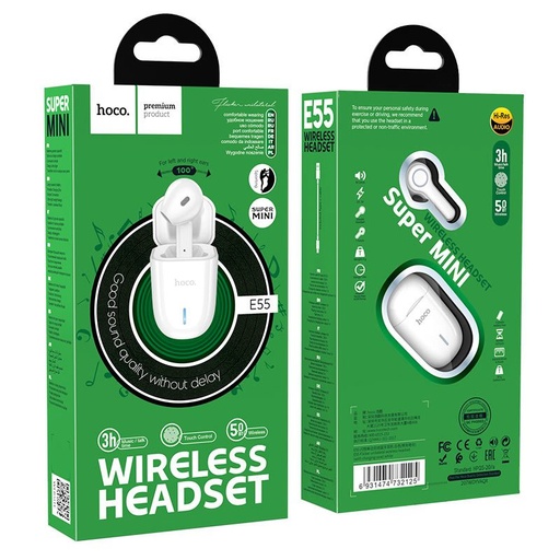 Hoco E55 bluetooth headset, BT V5.0, weiß