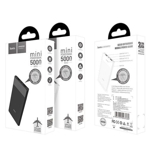 Hoco B35D power bank, 5000 mAh, 1A, schwarz