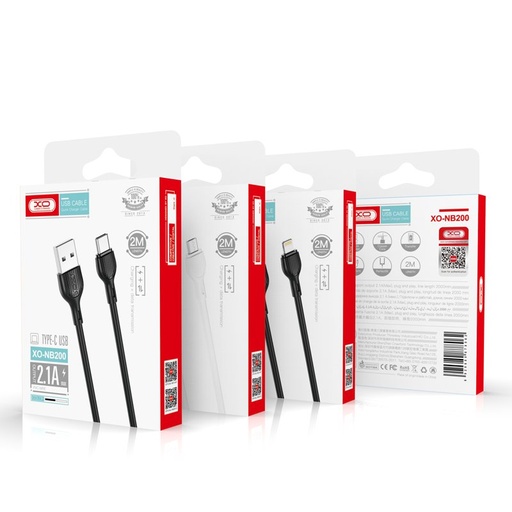 XO NB200 USB-A - Lightning Daten- und Ladekabel (Weiß) - 2m, 2.1A