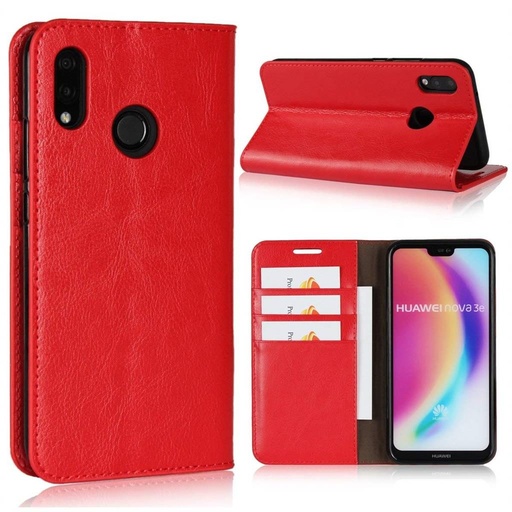Huawei P20 Lite original Leder Klapphülle (Rot)