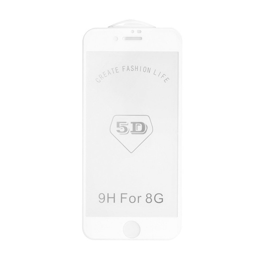 Apple iPhone 6/7/8 gebogen Panzerglas, transparent (weiß Rahmen)
