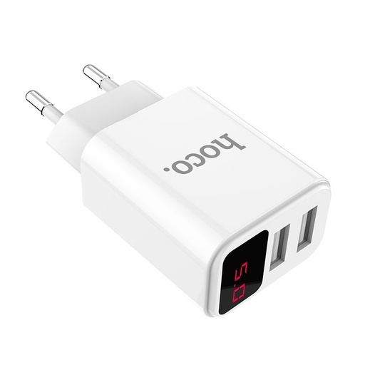 Hoco C63A Netz- Ladegerät (2 USB port), 5V 2,1A, LED Statusanzeige, weiß