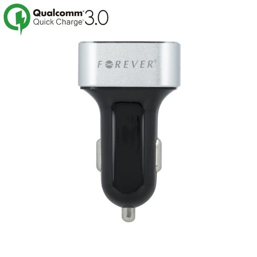 Forever Auto- Schnellladegerät (2 USB port), QC 3.0,30W, silber/ schwarz
