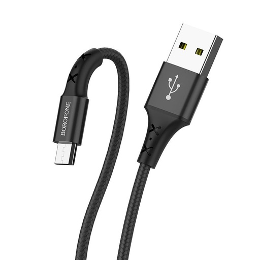 Borofone BX20 microUSB Kabel, Stoff, 2A, 1m, schwarz