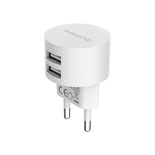 Borofone BA23A Netz- Ladegerät (2 USB port), 5V 2,4A, weiß