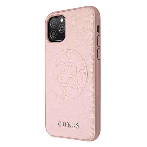 Apple iPhone 11 Pro Guess Saffiano Embossed Circle Logo Hülle (Rosa) - GUHCN58RSSASRG