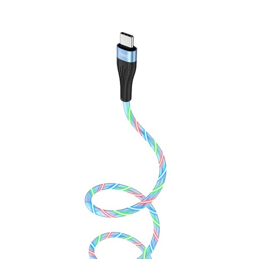 Hoco U85 type-C Kabel, 2,4A, leuchtend, 1m, blau