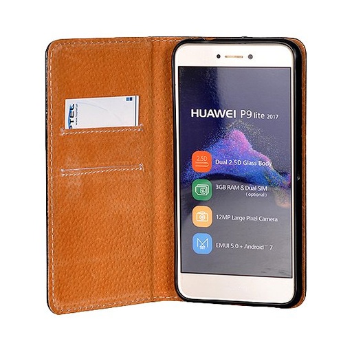 Huawei P40 Lite olasz Leder Klapphülle, schwarz