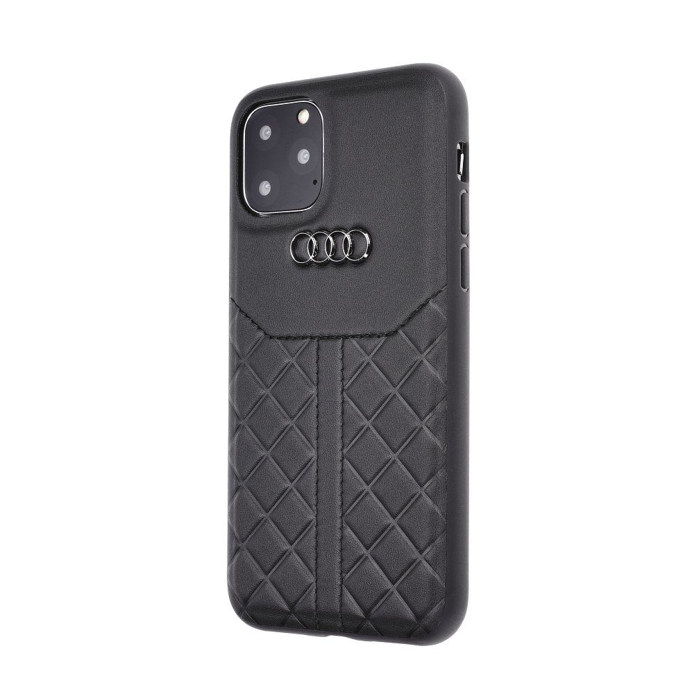 Apple iPhone 11 AUDI leather prémium hátlap tok (Fekete) - AU-TPUPCIP11R-Q8/D1-BK