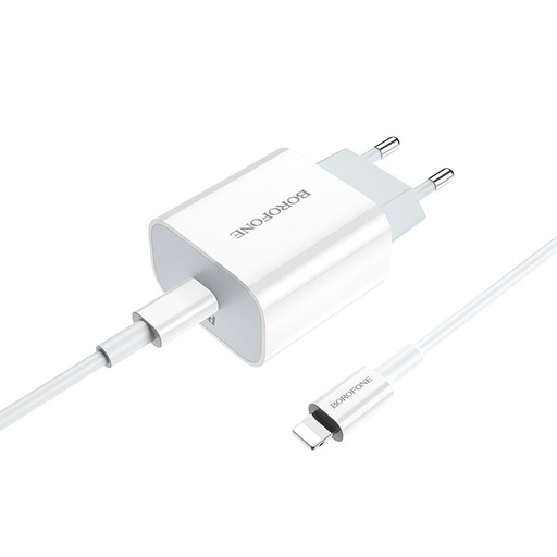 Borofone BA38A PD Netz- Schnellladegerät (lightning Kabel), max. 18W, weiß
