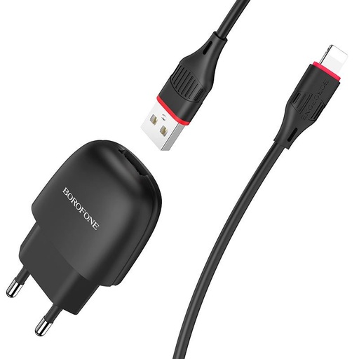 Borofone BA49A Netz- Ladegerät (lightning Kabel), 5V 2,1A, schwarz