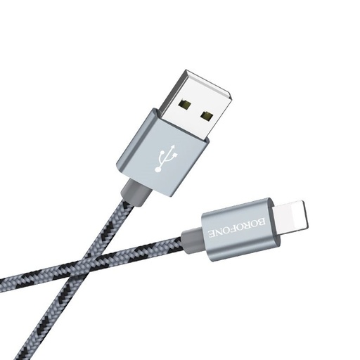 Borofone BX24 lightning Kabel, Stoff, 1m, metallgrau