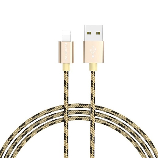 Borofone BX24 lightning Kabel, Stoff, 1m, gold