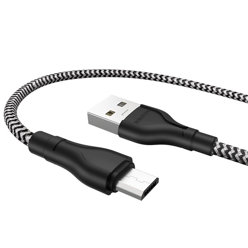 Borofone BX39 type-C kábel, 3A, 1M, szövet, fekete - fehér