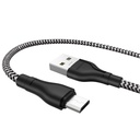 Borofone BX39 type-C kábel, 3A, 1M, szövet, fekete - fehér