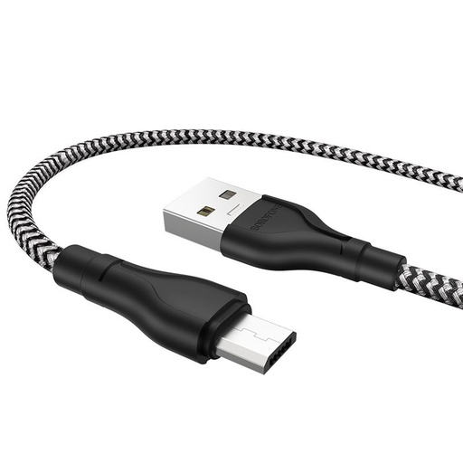 Borofone BX39 type-C Kabel, 3A, 1M, Stoff, schwarz - weiß