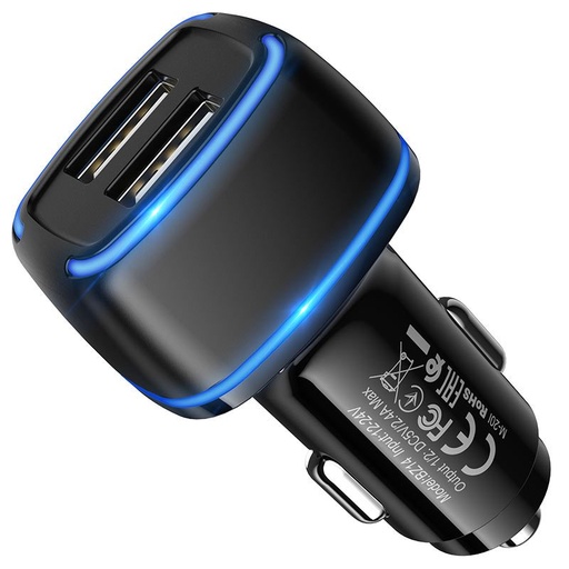 Borofone BZ14 Auto- Ladegerät (2xUSB port), 5V 2.4A, schwarz