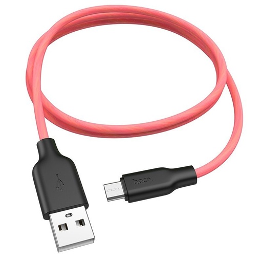 Hoco X21 Plus microUSB Kabel, fluoreszierend, 1M, 2.4A, Silikon, rot