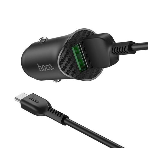 Hoco Z39 Auto- Schnellladegerät (2 USB port, microUSB Kabel), QC 3.0 max 18W, 1M Kabellänge, schwarz