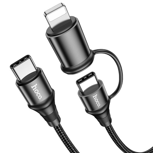 Hoco X50 2in1 type-c & lightning PD Schnellladegerät Kabel, max. 60W 20V/3A, Stoff, schwarz
