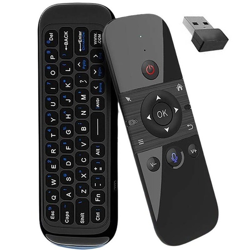 W1 QWERTY Fernbedienung SMART TV-hez, kabellos Tastatur für Smart-TV 3in1, schwarz