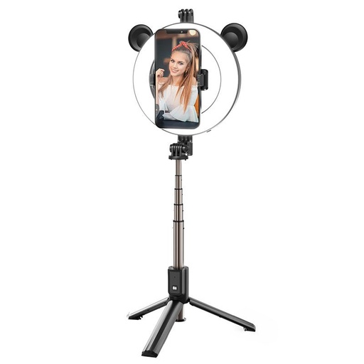 Borofone BY6 kabellos tripod selife bot, 4.7"-6.5", LED Ringlicht, schwarz