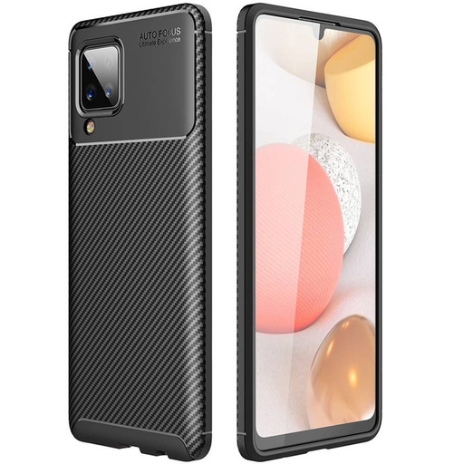 Samsung Galaxy A12 carbon fiber Silikon Backcover, (Schwarz)