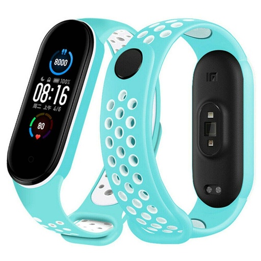 Xiaomi Mi Band 3/4/5/6 Silikon Riemen, mint/weiß