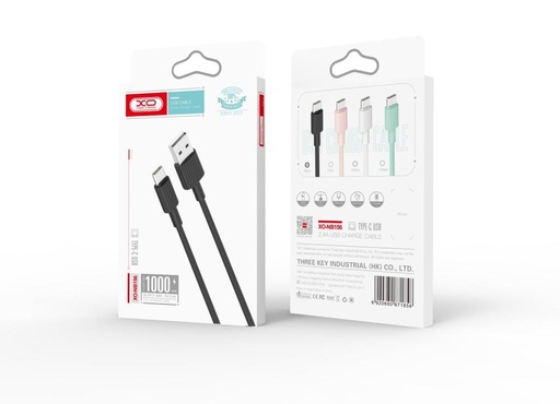 XO NB156 USB-C Datenkabel (Schwarz) – Silikon Abdeckung, 2.4A