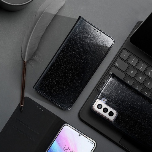 Samsung Galaxy A12 Forcell Shining Klapphülle, (Schwarz)