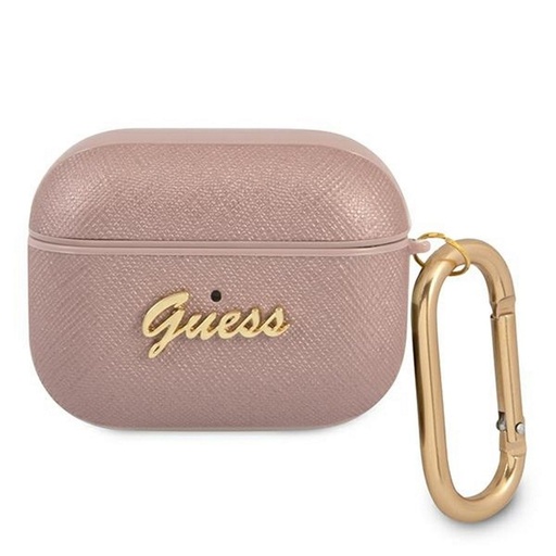 Guess AirPods Pro Hülle Saffiano PC/PU Metal Logo (Rosa) - GUAPSASMP