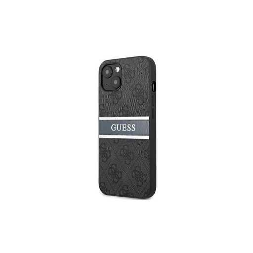 Apple iPhone 13 mini Guess PU 4G Printed Stripe Hülle (Grau) - GUHCP13S4GDGR