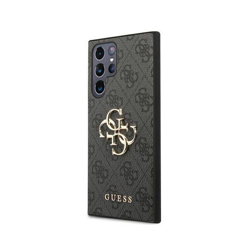 Samsung Galaxy S22 Ultra Guess PU 4G Metal Logo Hülle (Grau) - GUHCS22L4GMGGR