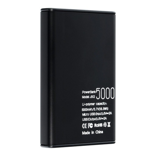Pureidea S12 power bank, 5000 mAh, schwarz