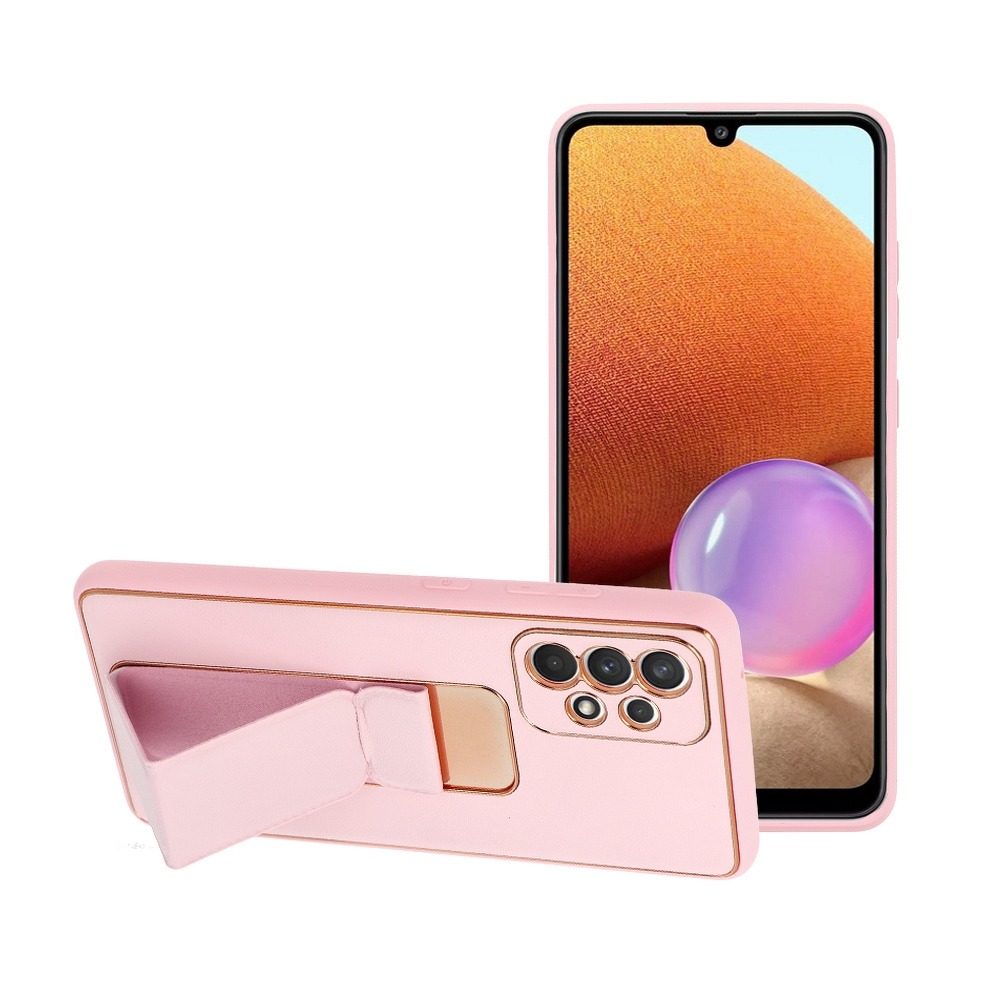 Samsung Galaxy A52 4G/A52 5G/A52s 5G bőr védőtok kihúzható állvánnyal, mágneses autós tartó kompatibilis (Rózsaszín)