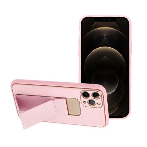 Apple iPhone 12 Pro Max Leder Schutzhülle ausziehbar mit Ständer, magnetisch Autohalterung kompatibel , (Rosa)