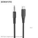 Borofone BL8 type-c elosztó (type-c töltő port+3,5mm jack aljzat), 1m, Type-C-3,5 csatlakozó átalakító, fekete