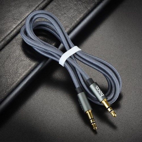 Hoco UPA03 , 1m, AUX Audio Kabel, Nylon bevonattal, grau