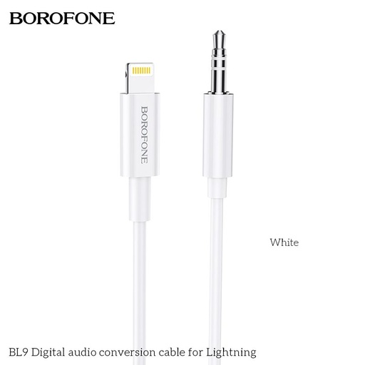 Borofone BL9 lightning Verteiler (lightning Ladegerät port+3,5mm jack Buchse), 1m, Lightning-3,5Jack Adapter, weiß