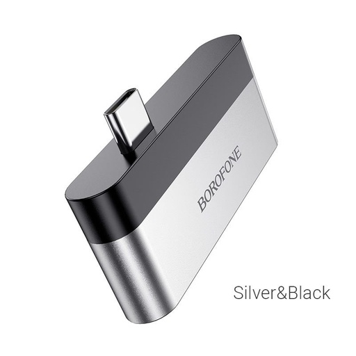 Borofone DH2 HDMI adapter, adapter USB-C HDMI + USB3.0, Aluminium Legierung, breit Runde Kompatibilität, schwarz