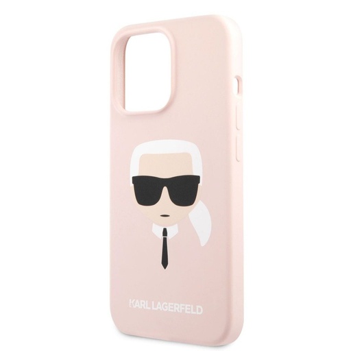 Apple iPhone 13 Karl Lagerfeld Liquid Silicone Karl Head Hülle (Hell rosa) – KLHCP13MSLKHLP