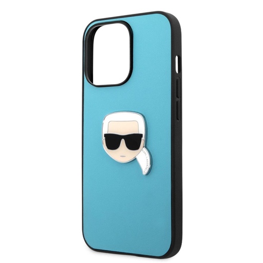 Apple iPhone 13 Pro Karl Lagerfeld PU Leather Karl Head Hülle (Blau) – KLHCP13LPKMB