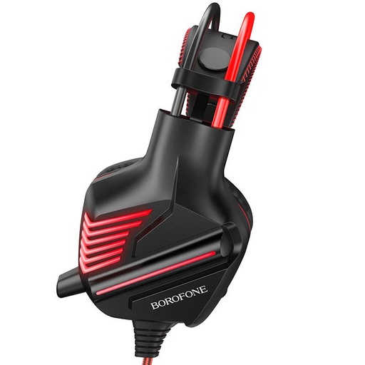 Borofone BO101 gamer Kopfhörer,mit Mikrofon, USB-A+USB-A+ 3.5mm mit Anschluss, led mit Licht, rot
