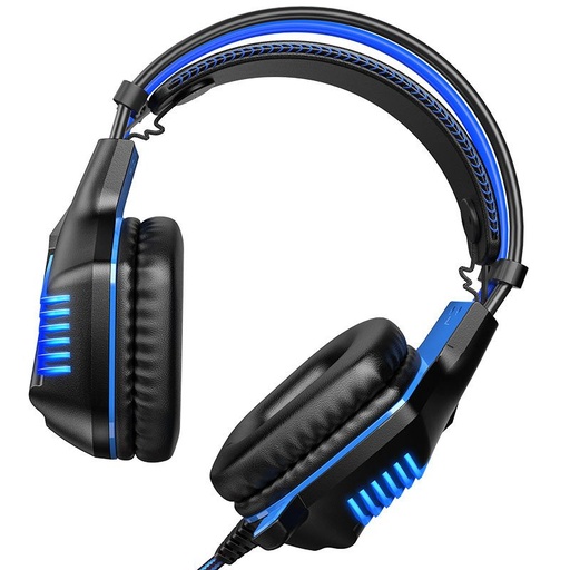 Borofone BO101 gamer Kopfhörer,mit Mikrofon, USB-A+USB-A+ 3.5mm mit Anschluss, led mit Licht, blau